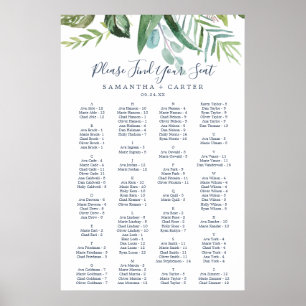 Alphabetische Sitzkarte im Sommer Grünflächen Poster