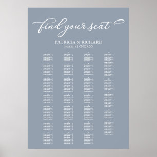 Alphabetische Sitzordnung Elegant Dusty Blue Poster