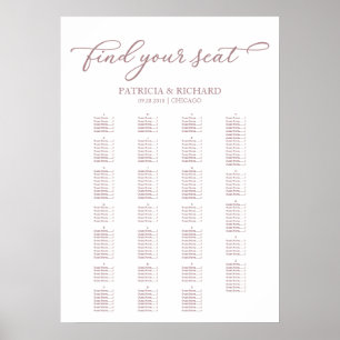 Alphabetische Sitzordnung Rose Gold Schrift Poster