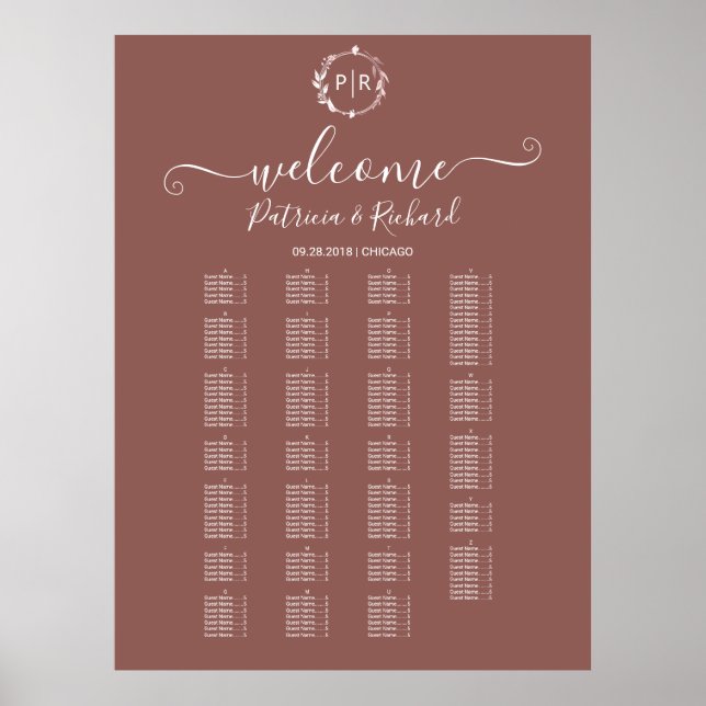 Alphabetische Tafel für Monogramm Poster (Vorne)