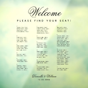 Alphabetische transparente Hochzeit Sitzplan Fensteraufkleber