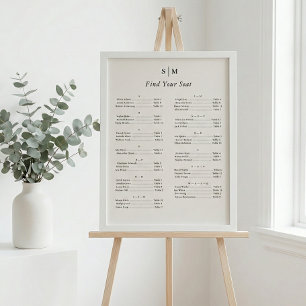 Alphabetischer klassischer Monogramm-Sitzplan Poster