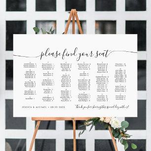 Alphabetischer Moderner Sitzplan Finde Deinen Sitz Poster