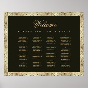 Alphabetisches Schwarzes Gold Vintages Sitzdiagram Poster