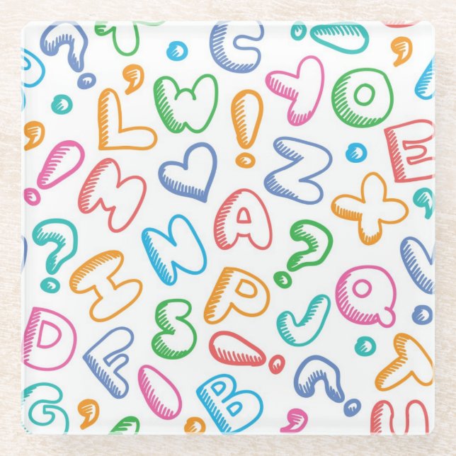 Alphabetmuster Glasuntersetzer (Vorderseite)