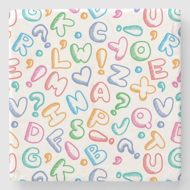 Alphabetmuster Steinuntersetzer (Vorderseite)