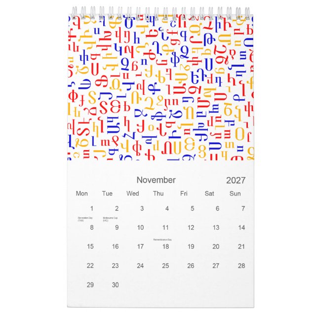 Alphabets-Kalender Kalender (Nov 2027)