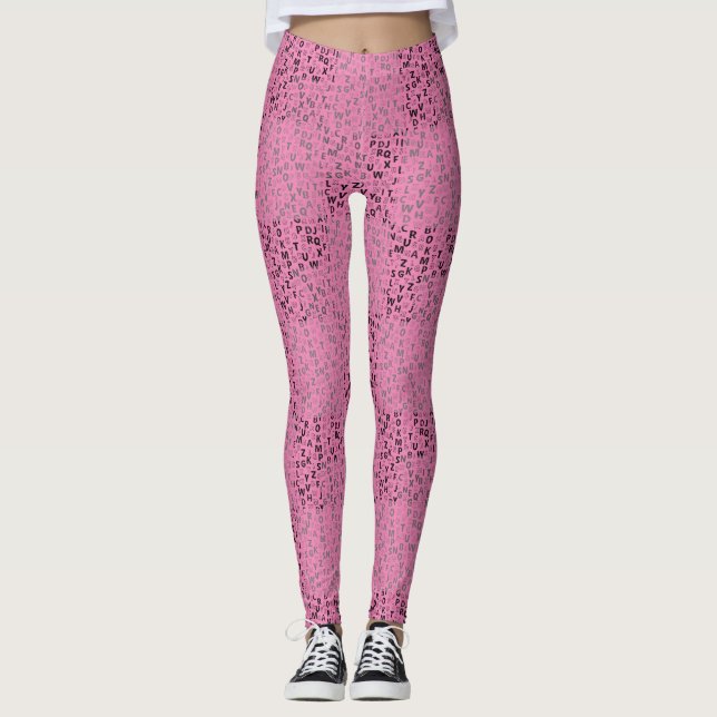 Alphabets Muster 01 BW.w Pink BG Leggings (Vorderseite)