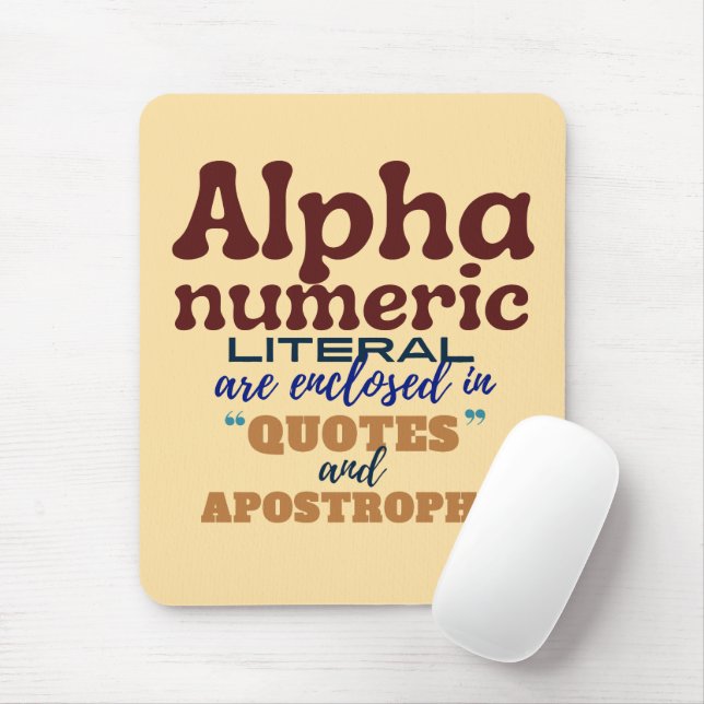 Alphanumerisches Literal in der Cobol-Programmieru Mousepad (Mit Mouse)