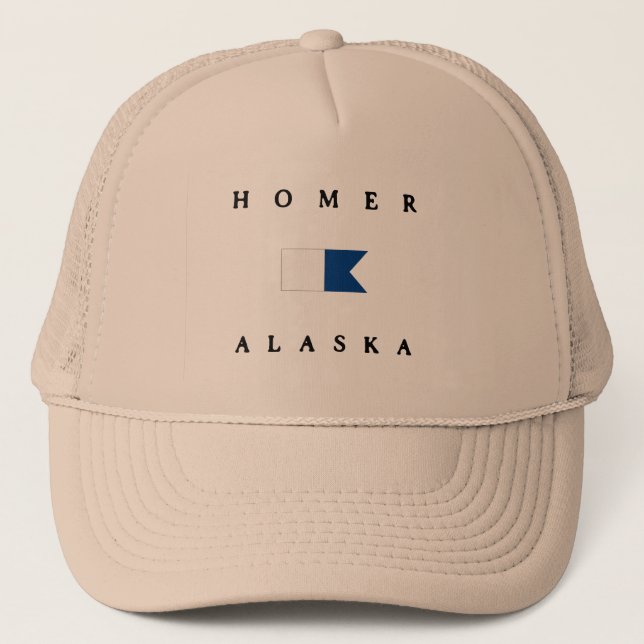 Alphatauchen-Flagge Homers Alaska Truckerkappe (Vorderseite)