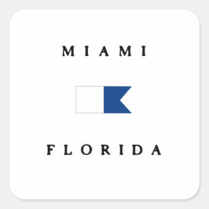 Alphatauchen-Flagge Miamis Florida Quadratischer Aufkleber