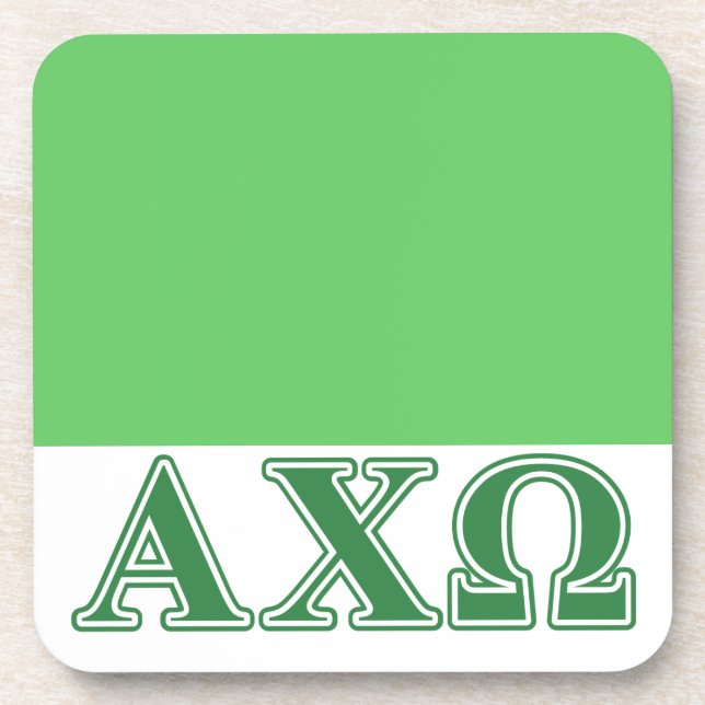 Alphi Chi Omega Green Letters Getränkeuntersetzer (Vorderseite)