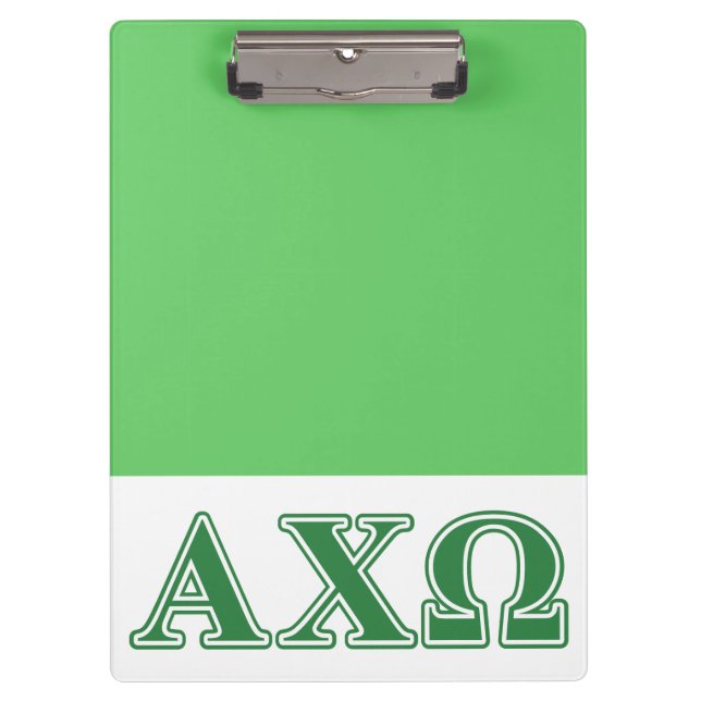 Alphi Chi Omega Green Letters Klemmbrett (Vorderseite)