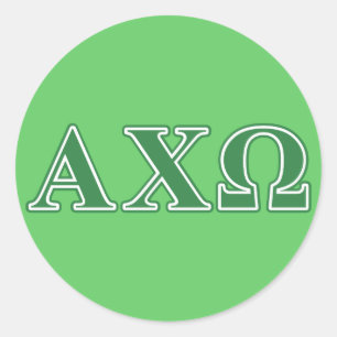 Alphi Chi Omega Green Letters Runder Aufkleber