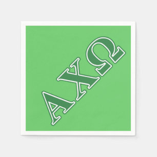 Alphi Chi Omega Green Letters Serviette