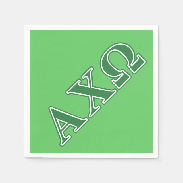 Alphi Chi Omega Green Letters Serviette (Vorderseite)