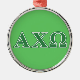 Alphi Chi Omega Green Letters Silbernes Ornament