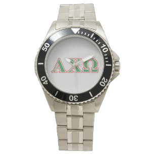 Alphi Chi Omega Green und Red Letters Armbanduhr