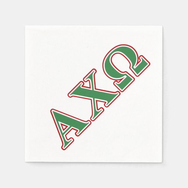 Alphi Chi Omega Green und Red Letters Serviette (Vorderseite)