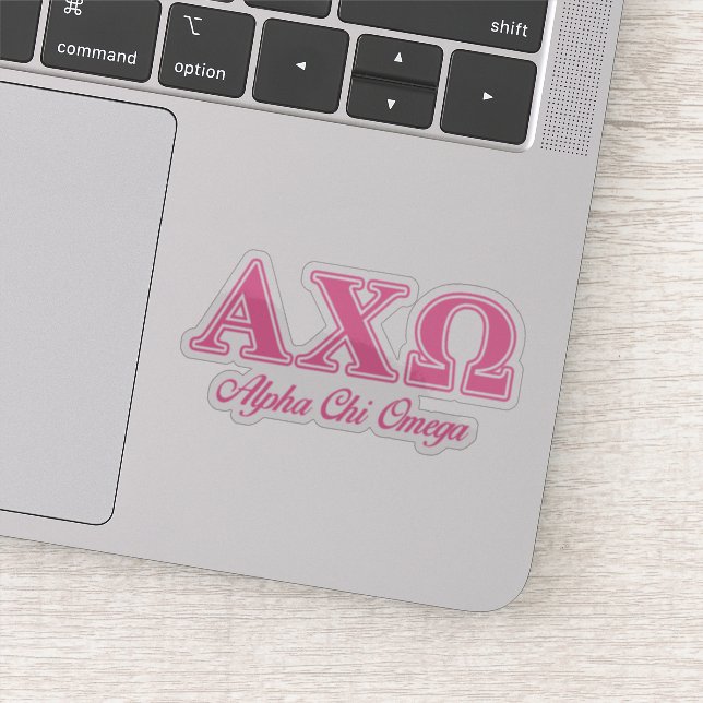 Alphi Chi Omega Pink Letters Aufkleber (Detail)