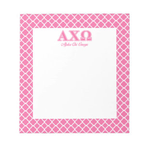 Alphi Chi Omega Pink Letters Notizblock