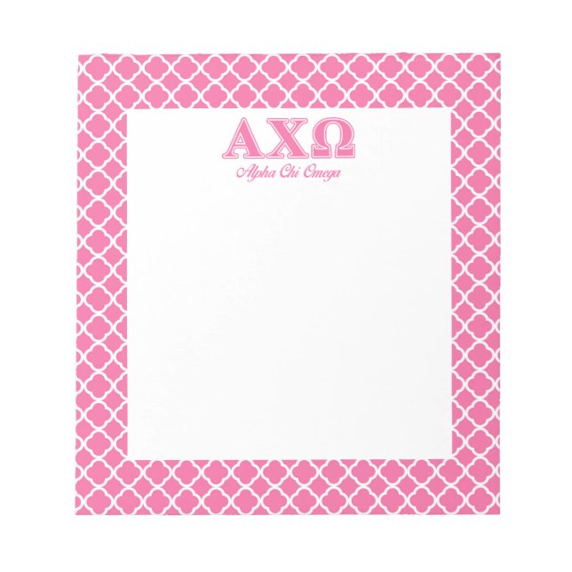 Alphi Chi Omega Pink Letters Notizblock (Vorderseite)