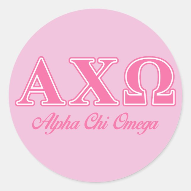 Alphi Chi Omega Pink Letters Runder Aufkleber (Vorderseite)