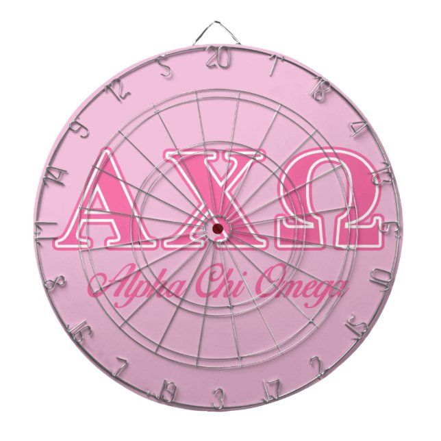 Alphi Chi Omega Rosa Buchstaben Dartscheibe (vorne)