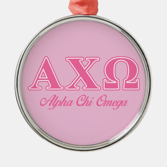 Alphi Chi Omega Rosa Buchstaben Ornament Aus Metall (Vorne)