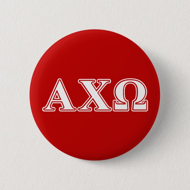 Alphi Chi Omega Weiße und rote Buchstaben Button (Vorderseite)
