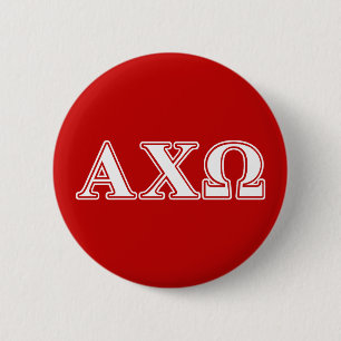 Alphi Chi Omega Weiße und rote Buchstaben Button