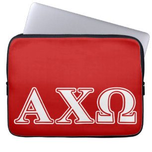 Alphi Chi Omega weiße und rote Buchstaben Laptopschutzhülle