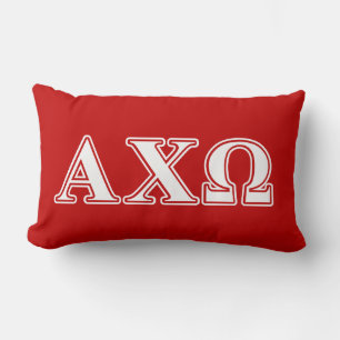 Alphi Chi Omega weiße und rote Buchstaben Lendenkissen