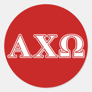 Alphi Chi Omega Weiße und rote Buchstaben Runder Aufkleber