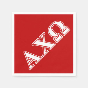 Alphi Chi Omega Weiße und rote Buchstaben Serviette