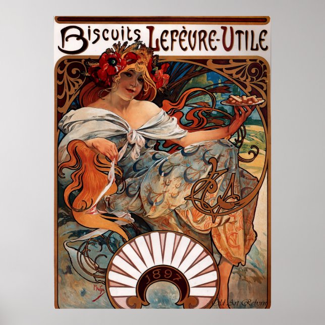 Alphons Mucha Biscuit Werbung Poster (Vorne)