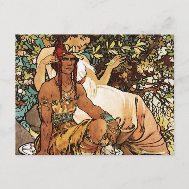 Alphonse (Alfons) Mucha - Art Nouveau - Manhood Postkarte (Vorderseite)