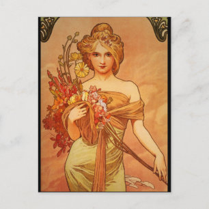 Alphonse (Alfons) Mucha Blumenstrauß Postkarte