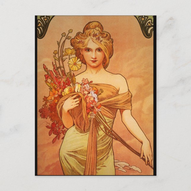 Alphonse (Alfons) Mucha Bouquet Postkarte (Vorderseite)