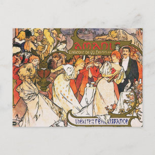 Alphonse (Alfons) Mucha Postcard: Amants Postkarte