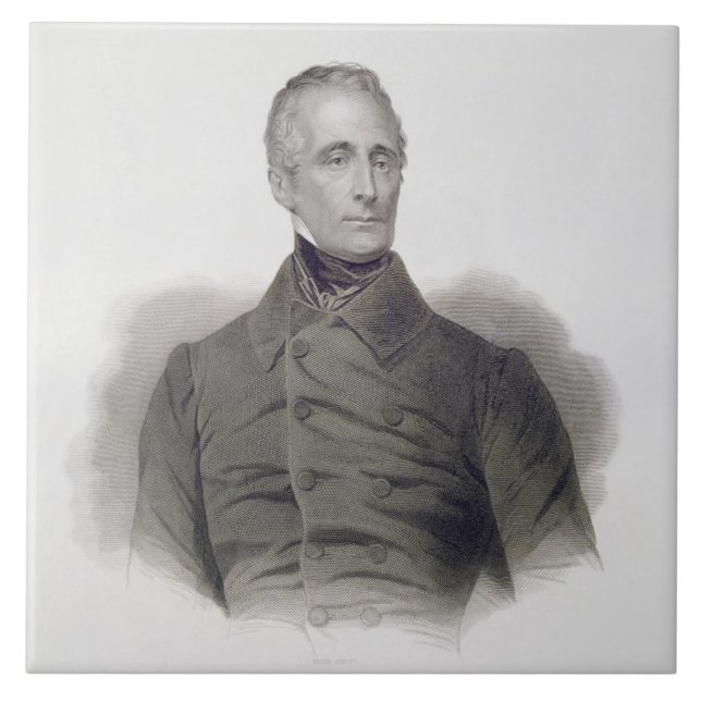 Alphonse de Lamartine, graviert von Pierre Pelee Fliese (Vorderseite)