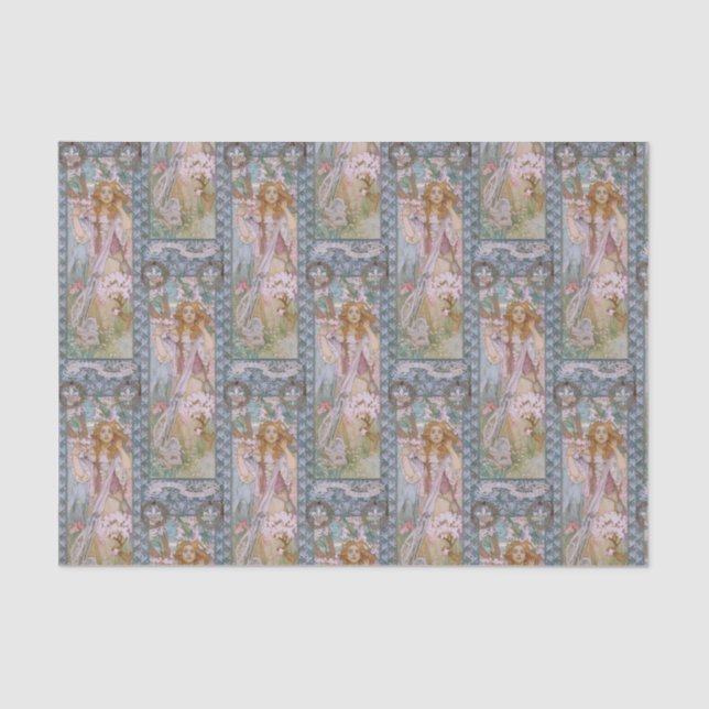 Alphonse Maria Mucha – Jugendstil Art nouveau DIY Seidenpapier (Vorderseite)