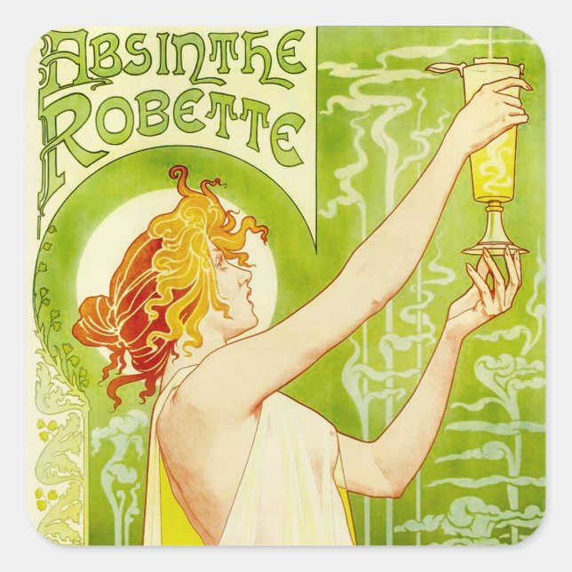 Alphonse Mucha Absinthe Robette Aufkleber (Vorderseite)