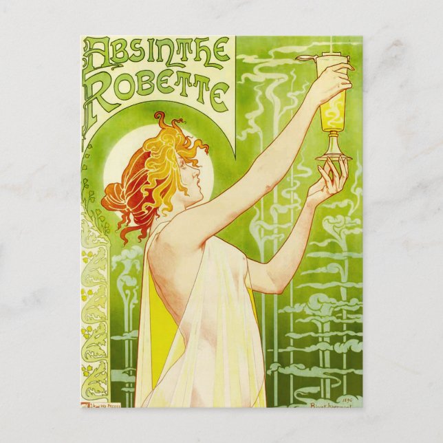 Alphonse Mucha Absinthe Robette Postcard Postkarte (Vorderseite)