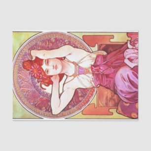 Alphonse Mucha Amethyst Floral Vintag Art Nouveau Seidenpapier