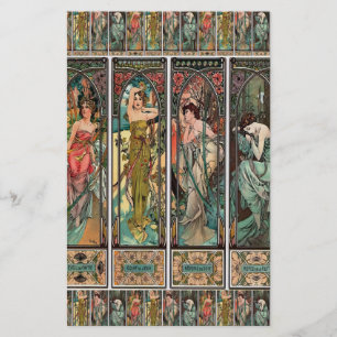 Alphonse Mucha art, art nouveau,Vintag,females,be Briefpapier