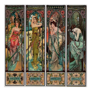 Alphonse Mucha art, art nouveau,Vintag,females,be Poster