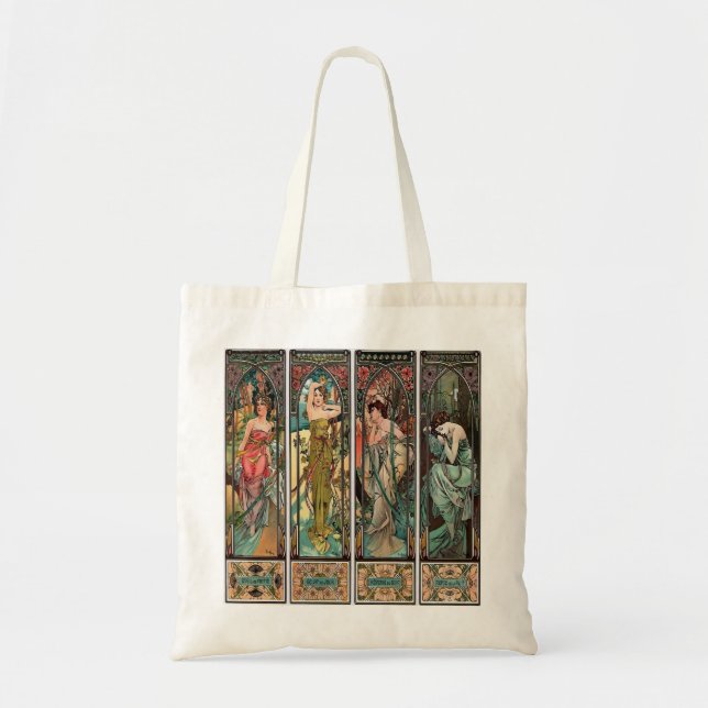 Alphonse Mucha art, art nouveau,Vintag,females Tragetasche (Vorne)
