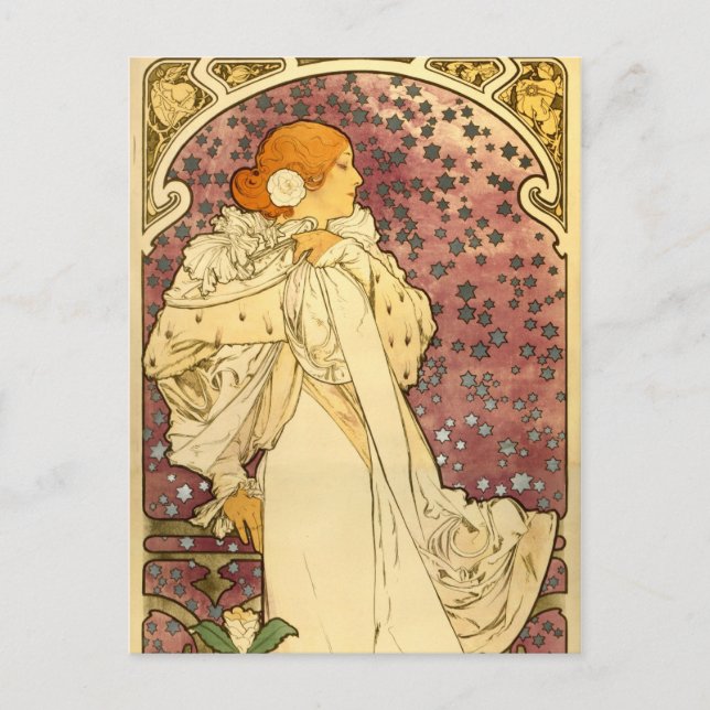 Alphonse Mucha Art Deco Postkarte (Vorderseite)
