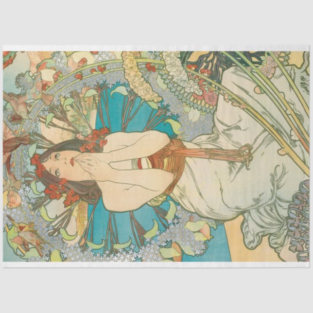 Alphonse Mucha Art Deco Seidenpapier (Vorderseite)